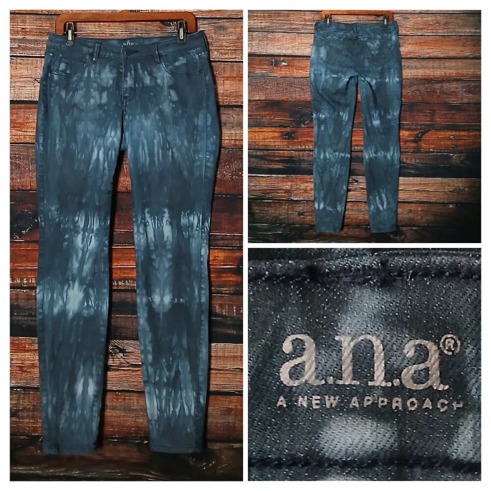 A.N.A Jeans 6 28 Tie Dye Jegging Mid Rise Denim Stretch Blue Gray Mid Night
